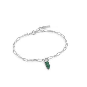 
            
                Load image into Gallery viewer, Silver Malachite Point Pendant Bracelet
            
        